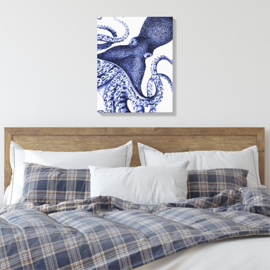 Landschap Blue Octopus Canvas Afdruk (Insitu (Slaapkamer))