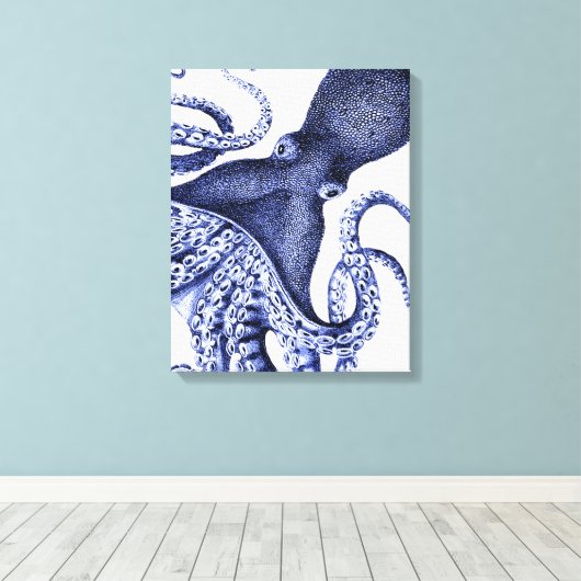 Landschap Blue Octopus Canvas Afdruk (Insitu (Houten vloer))