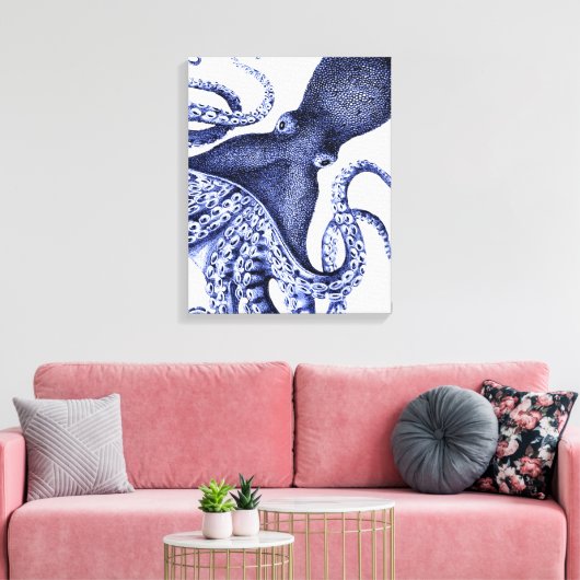 Landschap Blue Octopus Canvas Afdruk (Insitu (Woonkamer))