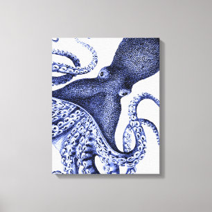 Landschap Blue Octopus Canvas Afdruk