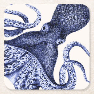 Landschap Blue Octopus Kartonnen Onderzetters