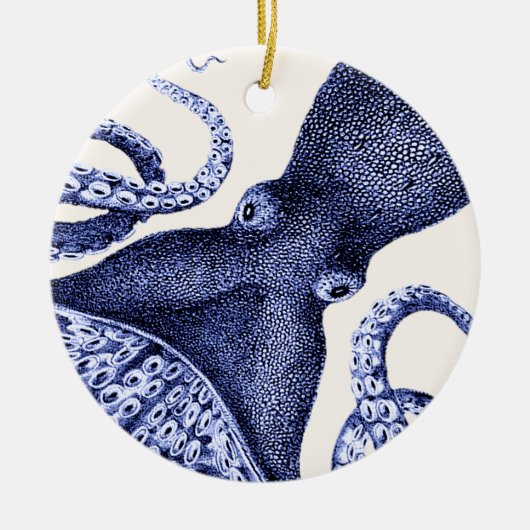 Landschap Blue Octopus Keramisch Ornament (Voorkant)