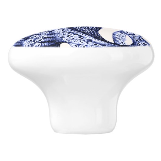 Landschap Blue Octopus Keramische Knop (Zijkant)