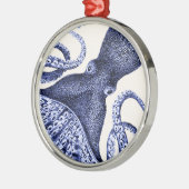 Landschap Blue Octopus Metalen Ornament (Links)