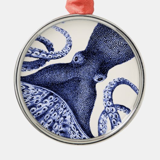 Landschap Blue Octopus Metalen Ornament (Voorkant)