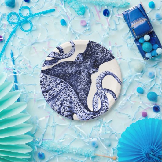 Landschap Blue Octopus Papieren Bordje (Feest)