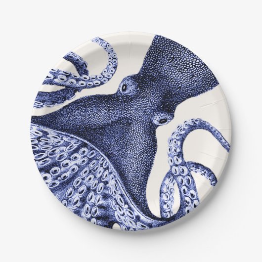 Landschap Blue Octopus Papieren Bordje (Voorkant)
