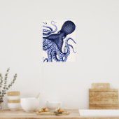 Landschap Blue Octopus Poster (Keuken)