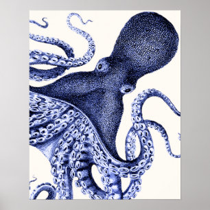 Landschap Blue Octopus Poster