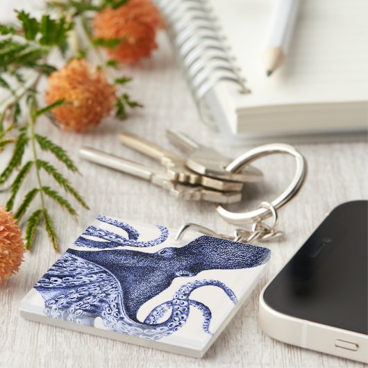 Landschap Blue Octopus Sleutelhanger (Voorkant Rechts)