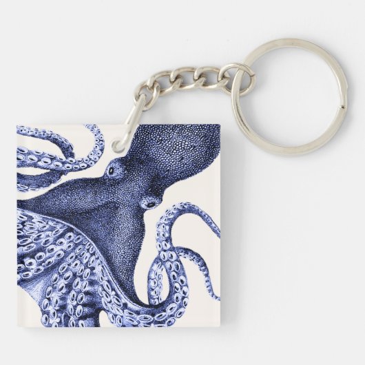 Landschap Blue Octopus Sleutelhanger (Achterkant)