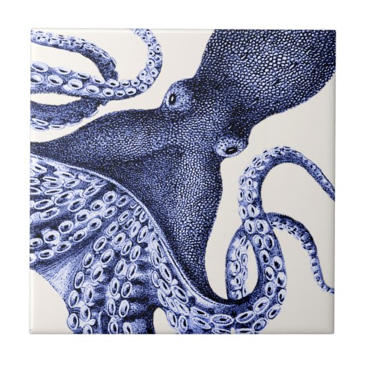 Landschap Blue Octopus Tegeltje (Voorkant)