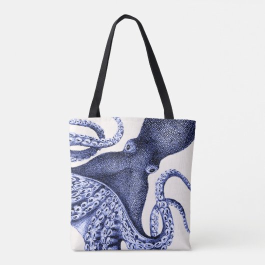 Landschap Blue Octopus Tote Bag (Achterkant)
