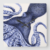 Landschap Blue Octopus Vierkante Klok (Voorkant)