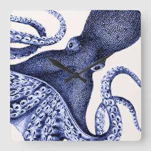 Landschap Blue Octopus Vierkante Klok