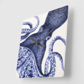 Landschap Blue Octopus Vierkante Klok (Hoek)