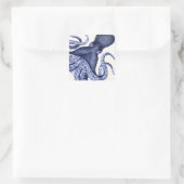 Landschap Blue Octopus Vierkante Sticker (Tas)