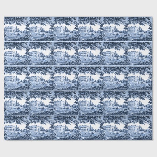 Landschap Blue Victoriaans startpunt Cadeaupapier (Vlak)