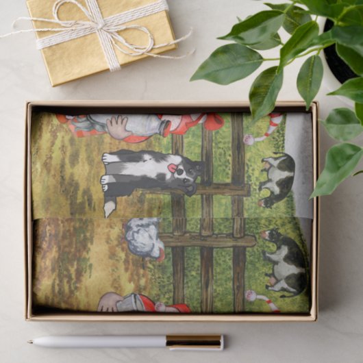 Landschap boerderij Koe Melkgnomen Landschap Tissuepapier (Geschenk)