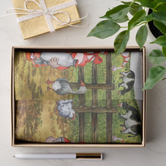 Landschap boerderij Koe Melkgnomen Landschap Tissuepapier (Geschenk)