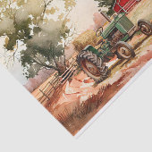 Landschap boerderij Red Barn Tractor Tissuepapier (Detail)