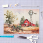 Landschap boerderij Red Barn Tractor Tissuepapier (Craft)