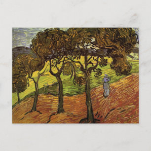 Landschap, bomen en figuren van Vincent van Gogh Briefkaart