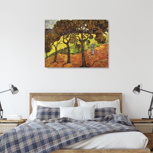 Landschap, bomen en figuren van Vincent van Gogh Canvas Afdruk (Insitu (Slaapkamer))
