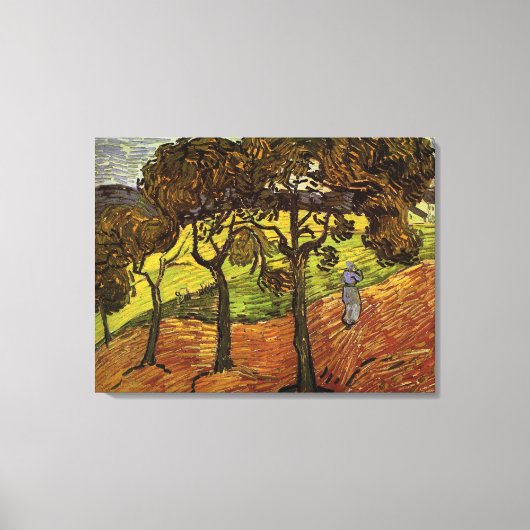 Landschap, bomen en figuren van Vincent van Gogh Canvas Afdruk (Voorkant)
