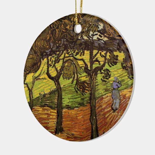 Landschap, bomen en figuren van Vincent van Gogh Keramisch Ornament (Links)