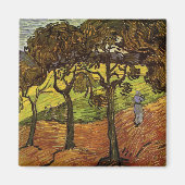 Landschap, bomen en figuren van Vincent van Gogh Magneet (Voorkant)