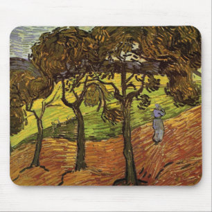 Landschap, bomen en figuren van Vincent van Gogh Muismat