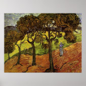 Landschap, bomen en figuren van Vincent van Gogh Poster (Voorkant)