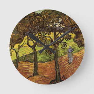 Landschap, bomen en figuren van Vincent van Gogh Ronde Klok