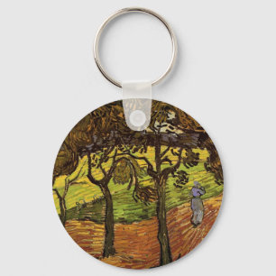 Landschap, bomen en figuren van Vincent van Gogh Sleutelhanger