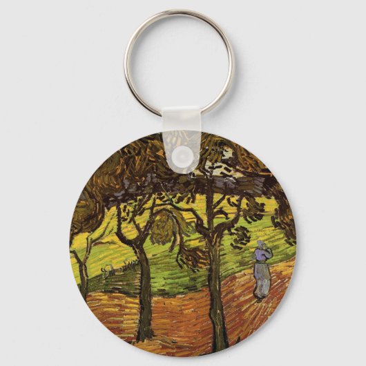 Landschap, bomen en figuren van Vincent van Gogh Sleutelhanger (Voorkant)