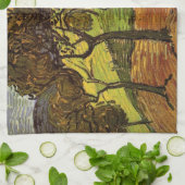 Landschap, bomen en figuren van Vincent van Gogh Theedoek (Gevouwen)