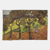 Landschap, bomen en figuren van Vincent van Gogh Theedoek (Horizontaal)