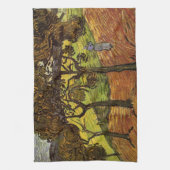 Landschap, bomen en figuren van Vincent van Gogh Theedoek (Verticaal)