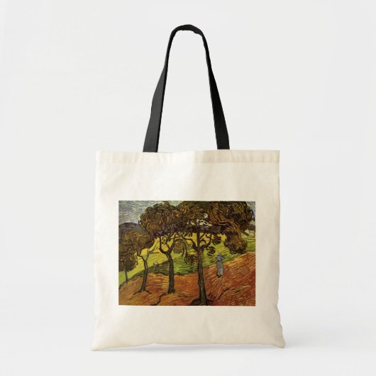 Landschap, bomen en figuren van Vincent van Gogh Tote Bag (Voorkant)