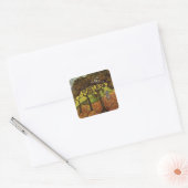 Landschap, bomen en figuren van Vincent van Gogh Vierkante Sticker (Envelop)