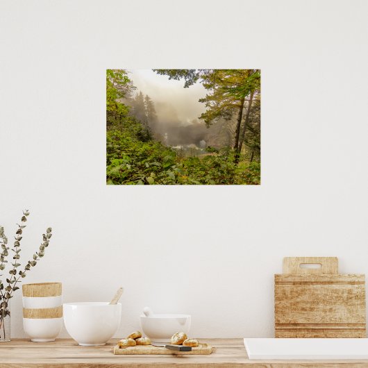 Landschap bos en oceaan poster (Keuken)