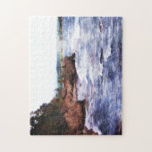 Landschap boven het schiereiland legpuzzel (Verticaal)