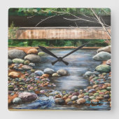 Landschap Brook Art Vierkante Klok (Voorkant)