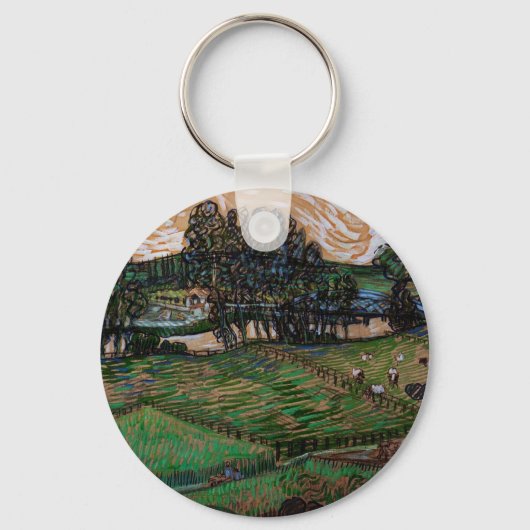 Landschap, Brug over de Oise door Vincent van Gogh Sleutelhanger (Voorkant)