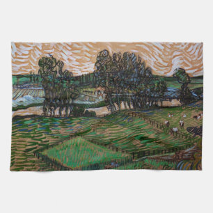 Landschap, Brug over de Oise door Vincent van Gogh Theedoek