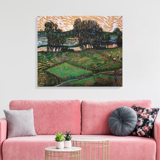 Landschap, Brug over Oise door Vincent van Gogh Canvas Afdruk (Insitu (Woonkamer))
