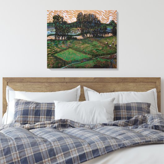 Landschap, Brug over Oise door Vincent van Gogh Canvas Afdruk (Insitu (Slaapkamer))