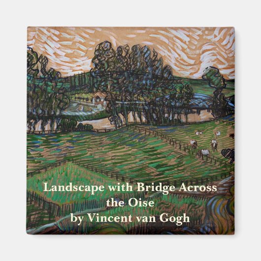 Landschap, Brug over Oise door Vincent van Gogh Magneet (Voorkant)