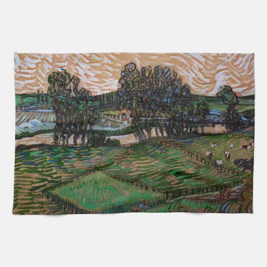 Landschap, Brug over Oise door Vincent van Gogh Theedoek (Horizontaal)